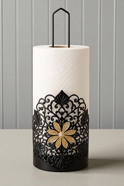 CHANCE GİFT Metal Towel Rack with Flower Apparatus Vertical Countertop Towel Rack Stainless Steel 30 cm