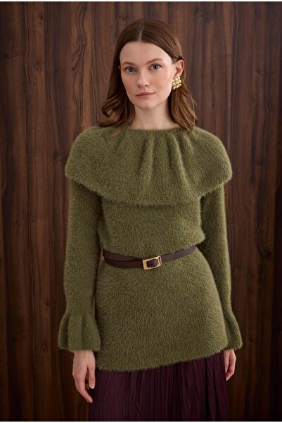 HEQA Collar Detailed Sweater Pesto