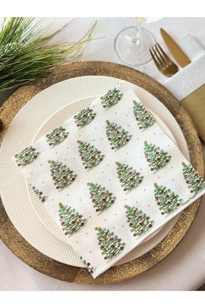Mank Șervețele de masă festive Bradi de Crăciun Textile Touch / 40 x 40 cm / ...