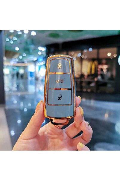 OEM Smart key cover for Volkswagen VW CC/Passat B6/B7/3C M6, gray (for start-stop cars)