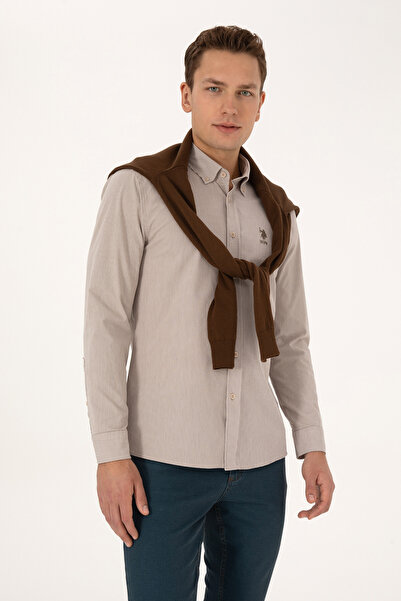U.S. Polo Assn. Men's Stone Long Sleeve Shirt 50308522-Vr049