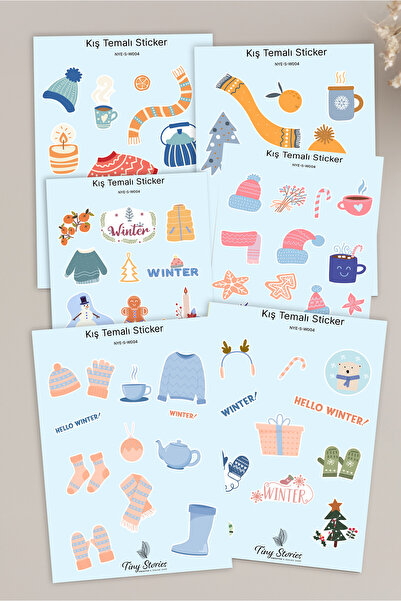 tinystoriestr مجموعة ملصقات ذات طابع شتوي - 6 قطع / مفكرة، دفتر ملاحظات، مجلة...