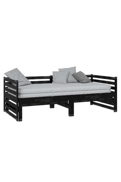 vidaxl Pull-out Day Bed without Mattress Black 2x(90x200)cm