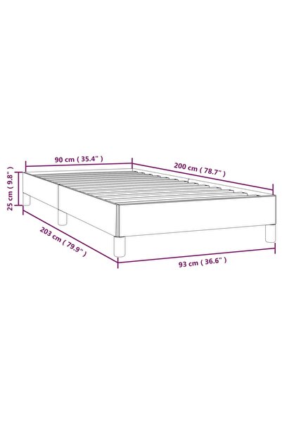 vidaxl Bed Frame without Mattress Dark Grey 90x200 cm Fabric