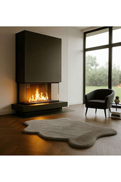 Ayduran Tavşan tüyü post peluş gri ithal premium kalite süet tabanlı halı