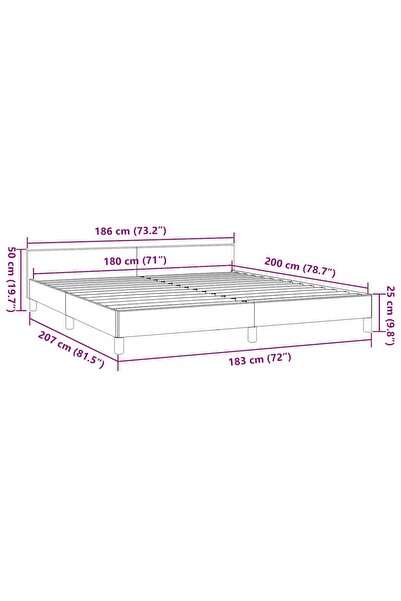 vidaxl Bed Frame without Mattress Cream 180x200 cm Super King Fabric
