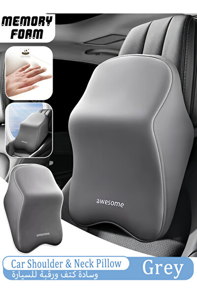 Generic Car Headrest Pillow Memory Foam Headrest Neck Support Pillow With Adjustable Strap Clip for Driving