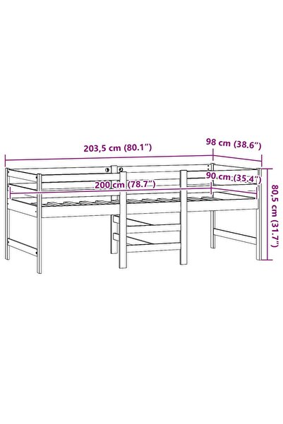 vidaxl Bed Frame without Mattress White 90x200 cm Solid Wood Pine
