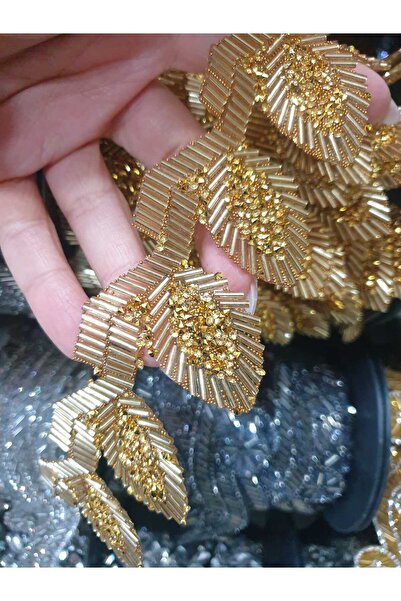 ESRA ŞELEM Iron-On Gold Yellow Color Leaf Model Decorative Strip Accessory