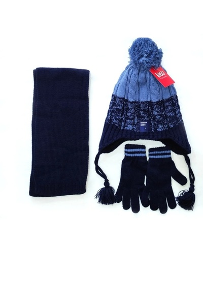 Kitti Atki Beret Gloves 3-Piece Set 4-8 Years Old Fleece Lined