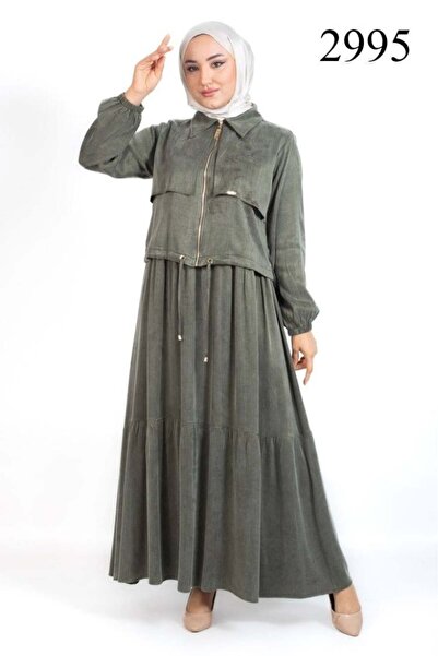 TRİPEN BAMBU İPEK CUPRA JİLELİ CEKETLİ ELBİSE