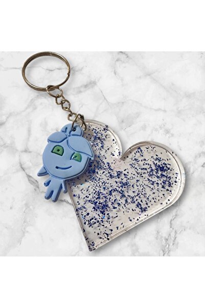 Buki'nin Atölyesi سلسلة مفاتيح على شكل قلب من الإيبوكسي، إكسسوار حقيبة، نار م...