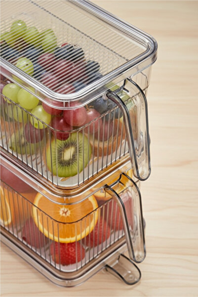 Orvila 4-Piece Transparent Refrigerator Organizer with Handles Food Storage Organizer Set 3.60 L