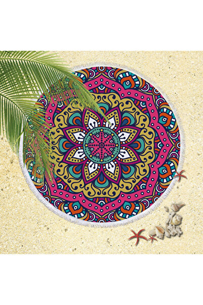 SMANIA Round Mandala Beach Towel, Design #1