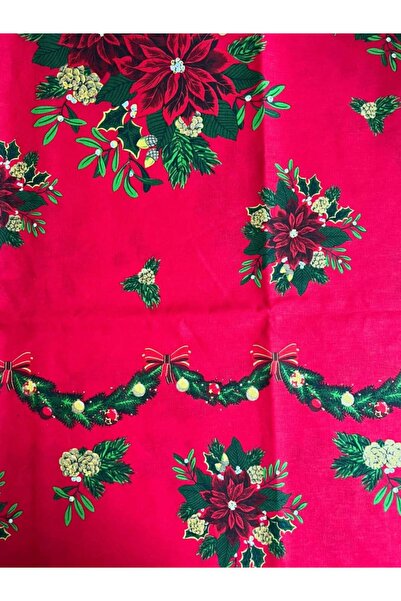 Blusmart Christmas Tablecloth – Red with Santa Claus & Christmas Tree Garland, 125 × 150 cm
