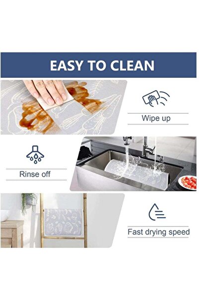 Saharaz Coffee Mat,Coffee Machine Drying Mat with Non-Slip Rubber Bottom,Quick-Drying Mat for Kitchen(Grey)