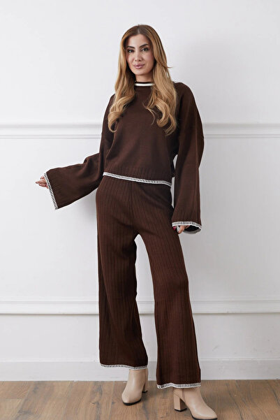 H&E LUXURY DESIGN Women's Shepherd Stitch Detailed Knitwear Set