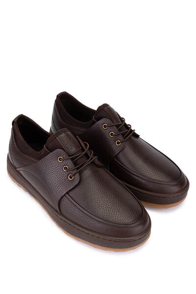 Tamer Tanca Men's Genuine Leather Brown Casual Shoes