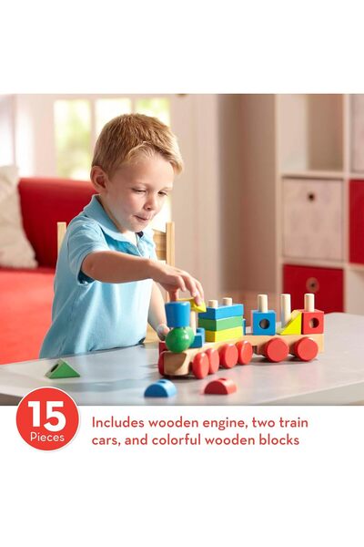 Melissa & Doug Wooden Stacking Train - 18-Piece Wooden Train Set for Toddlers Ages 2+