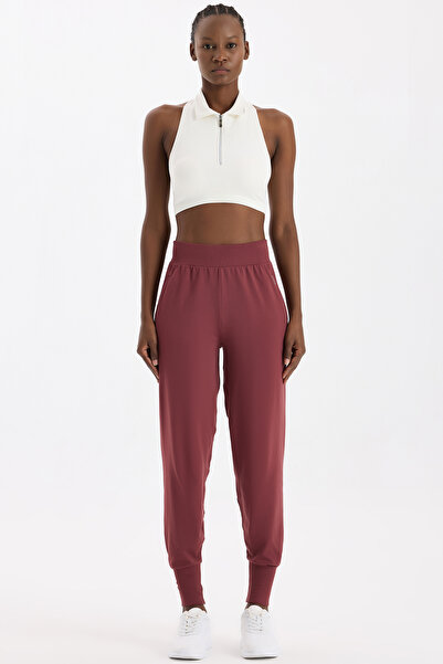 COMEUP Джогър панталони без шевове с джобове, цвят кестеняво-бордо