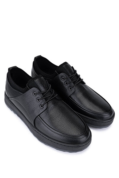 Tamer Tanca Erkek Hakiki Deri Siyah Casual Ayakkabı