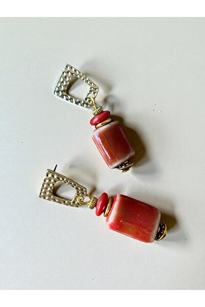 dela otantik Handmade Ceramic Dangle Earrings – Bohemian Authentic Ethnic Design Bijouterie Jewelry - Ceramic Earrings