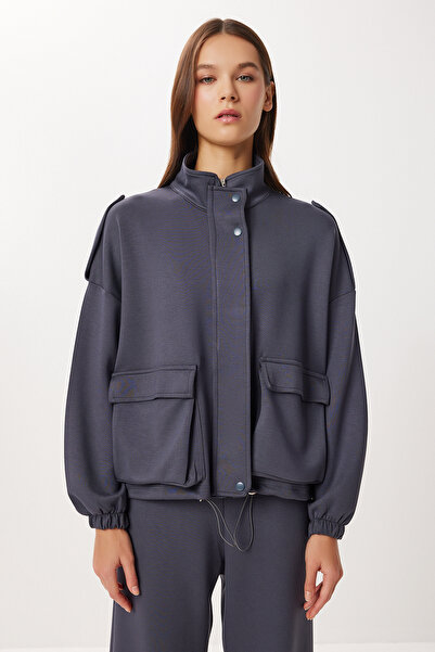 Lovelyİstanbul Modal Top and Bottom Set with Flap Pocket Lby0025 Smoked