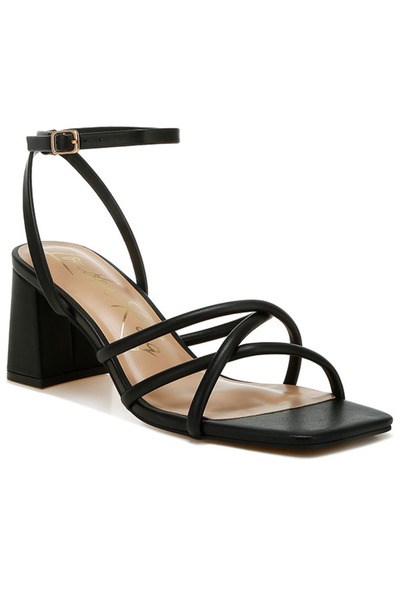 london Rag Women Low Block Heel Strappy Sandals in Black