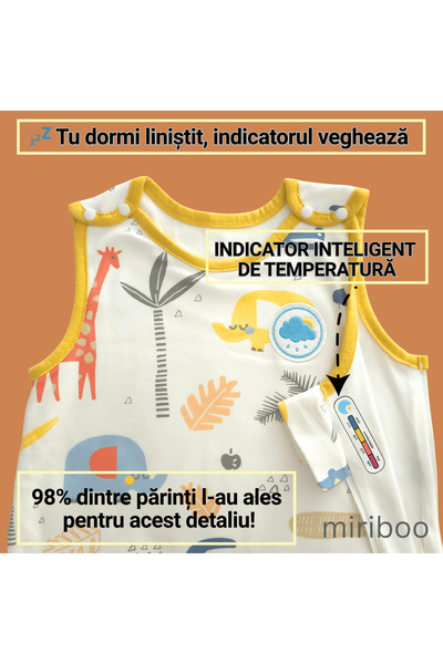 Miriboo Sleeping Bag for Babies and Children, 6-12 months, Winter, 1.5 TOG, 100% Cotton, Temperature Indicator