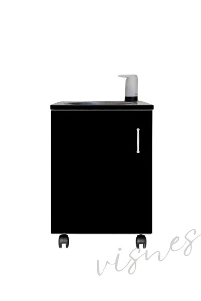 VISNES Mobil Seyyar Lavabo Ünitesi Fizyoterapist Yeni Yönetmeliğe Uygun Şarjlı Model Siyah