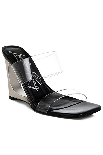 london Rag Women Fantasy Wedge Heel Clear Sandals in Black