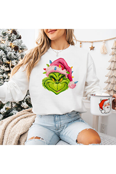DD Secret Women's oversized Christmas sweatshirt PINK GRINCH