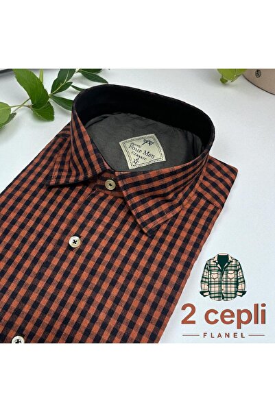 EREN STYLE Cămașă clasică din flanel de iarnă, 100% bumbac, cu mâneci lungi, ...