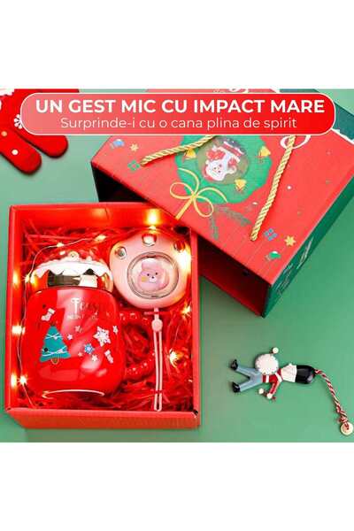 Timebox Christmas themed ceramic gift mug Snow-globe Lid & handle Easy to clean Durable material Festive...