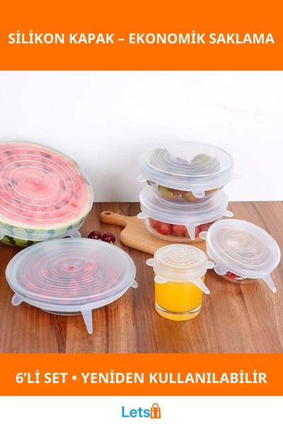 Letsii أغطية تخزين مبتكرة من السيليكون مكونة من 6 قطع مع خاصية الحفاظ على الطازج