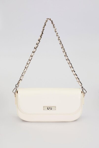 Levidor Beige Silver Lock Detailed Shoulder Bag