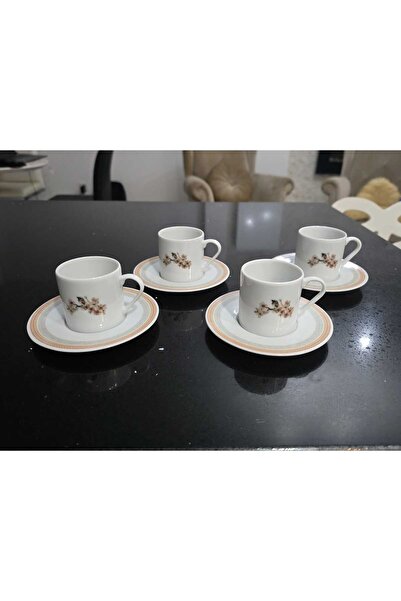 Porland Pink Flower Porcelain Coffee Set 80Cc 4 Person 8 Pieces