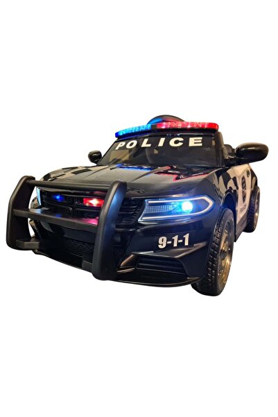 Homio Mașină electrică de poliție, pentru două persoane, Negru, cu telecomand...