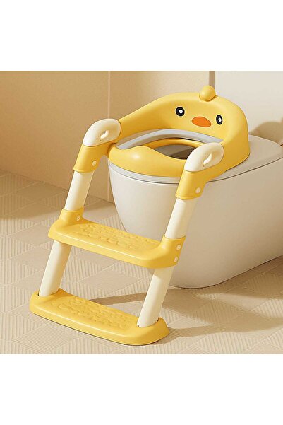 Timebox Toilet step reducer for kids, foldable stand with seat and handles, safe for adult toilet, yellow