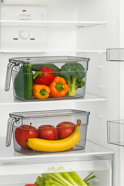 Orvila 4-Piece Transparent Refrigerator Organizer with Handles Food Storage Organizer Set 3.60 L
