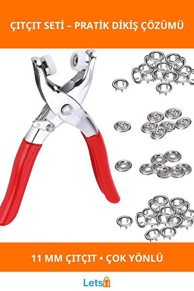 Letsii Metal Çıtçıt Pensesi ve 11mm Düğme Seti ile Renkli El İşleri Malzemesi