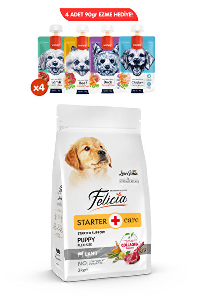 Felicia Kolajen Destekli Hipoalerjenik Yavru Kuzulu Köpek Maması 3KG + 4 ADET...