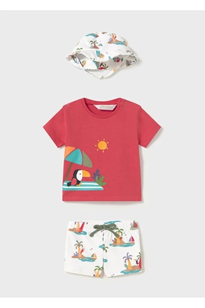 MAYORAL Yenidoğan erkek 3 parçalı güneş korumalı mayo seti 1618