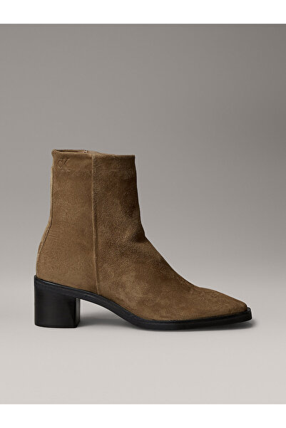 Calvin Klein Suede Square Toe Zip Ankle Boots