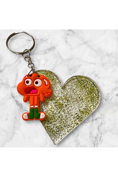 Buki'nin Atölyesi سلسلة مفاتيح على شكل قلب من الإيبوكسي، إكسسوار حقيبة داروين...