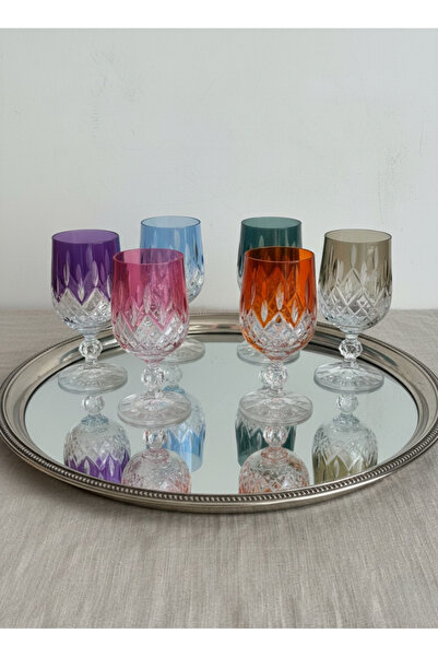 Elista Bohemia Crystal Coffee Side Water Glass Lustreli Decorated 130 Cc 6 Pieces