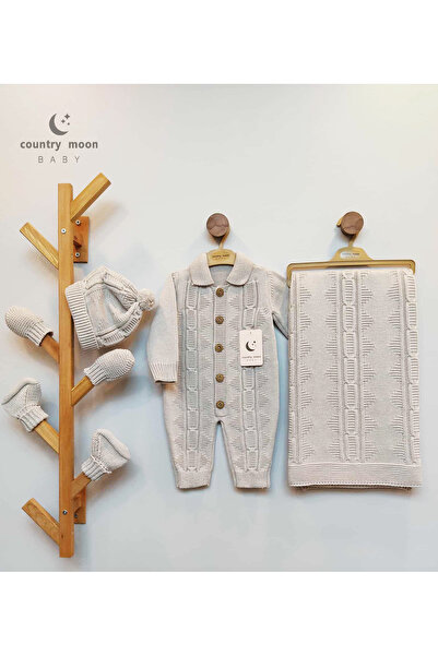 countrymoon.baby Bebek 5 Li Hastane Çıkışı Seti, Triko 5 li (Bebek Hediye kız...