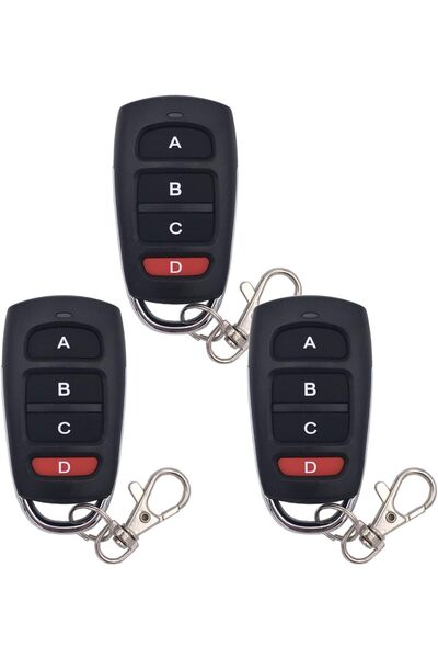 AZONEE 3pcs 433MHz Garage Door Cloning Remote Control - 4-Button Universal Keychain