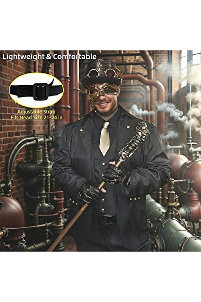 Ubauta Steampunk Metal Cyborg Venetian Half-Face Mask - Black