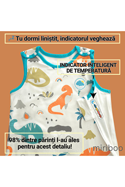 Miriboo Sleeping Bag for Babies and Children, 6-12 months, Winter, 1.5 TOG, 100% Cotton, Temperature Indicator